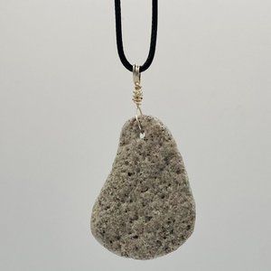 Sea Stone Pendant on 24" Black Cord Necklace
